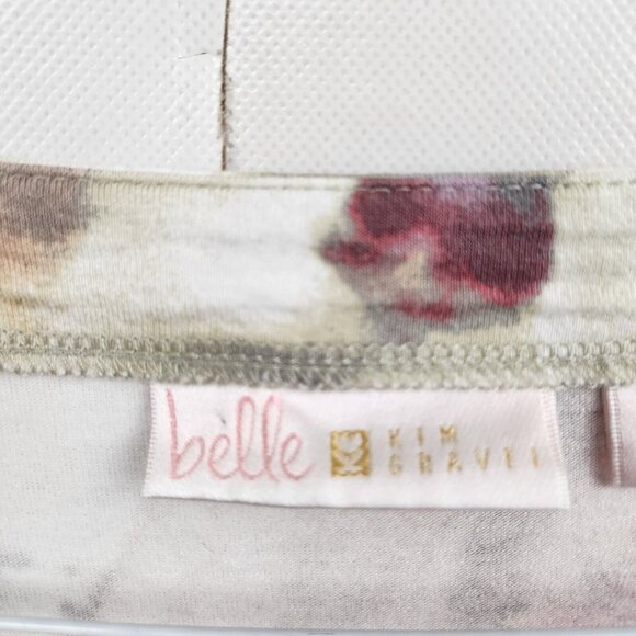 Belle By Kim Gravel Womens Watercolor Floral Tunic Top Small Pink Beige Artsy - Picture 3 of 8